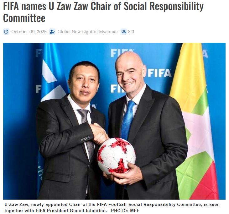Gianni Infantino
Zaw Zaw
Fifa
droits humains
Birmanie